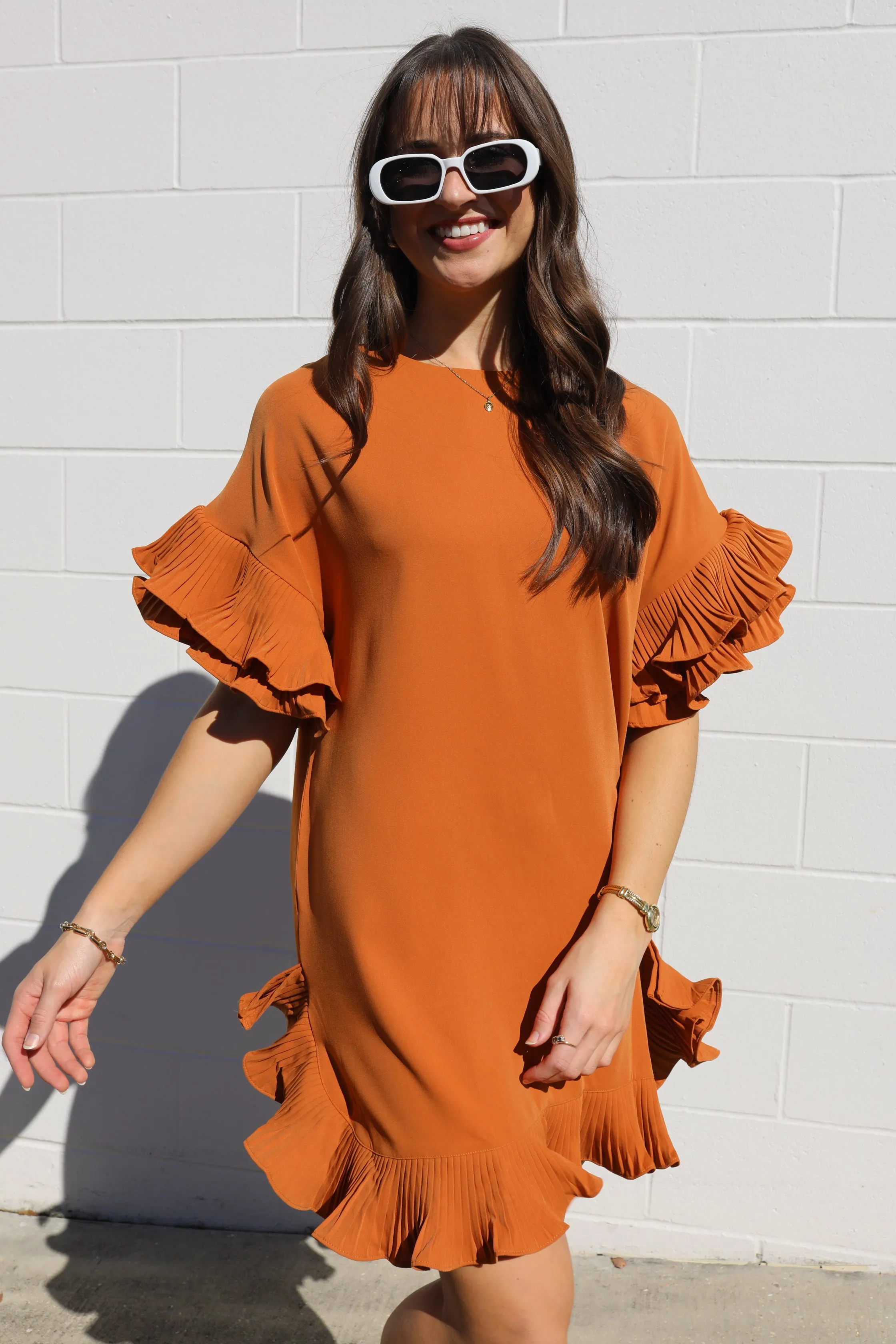 On The Boulevard Ruffle Dress