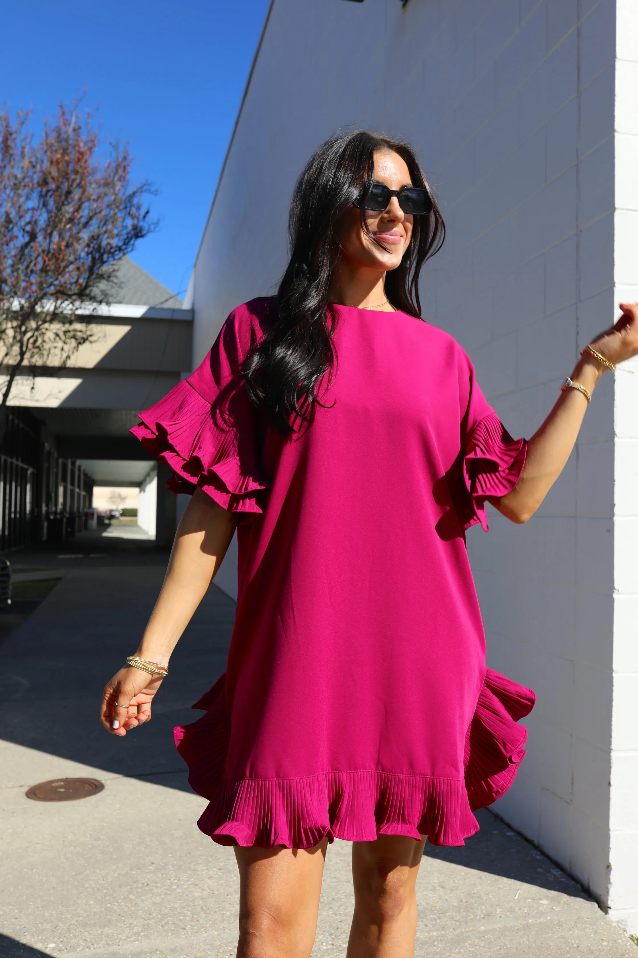 On The Boulevard Ruffle Dress