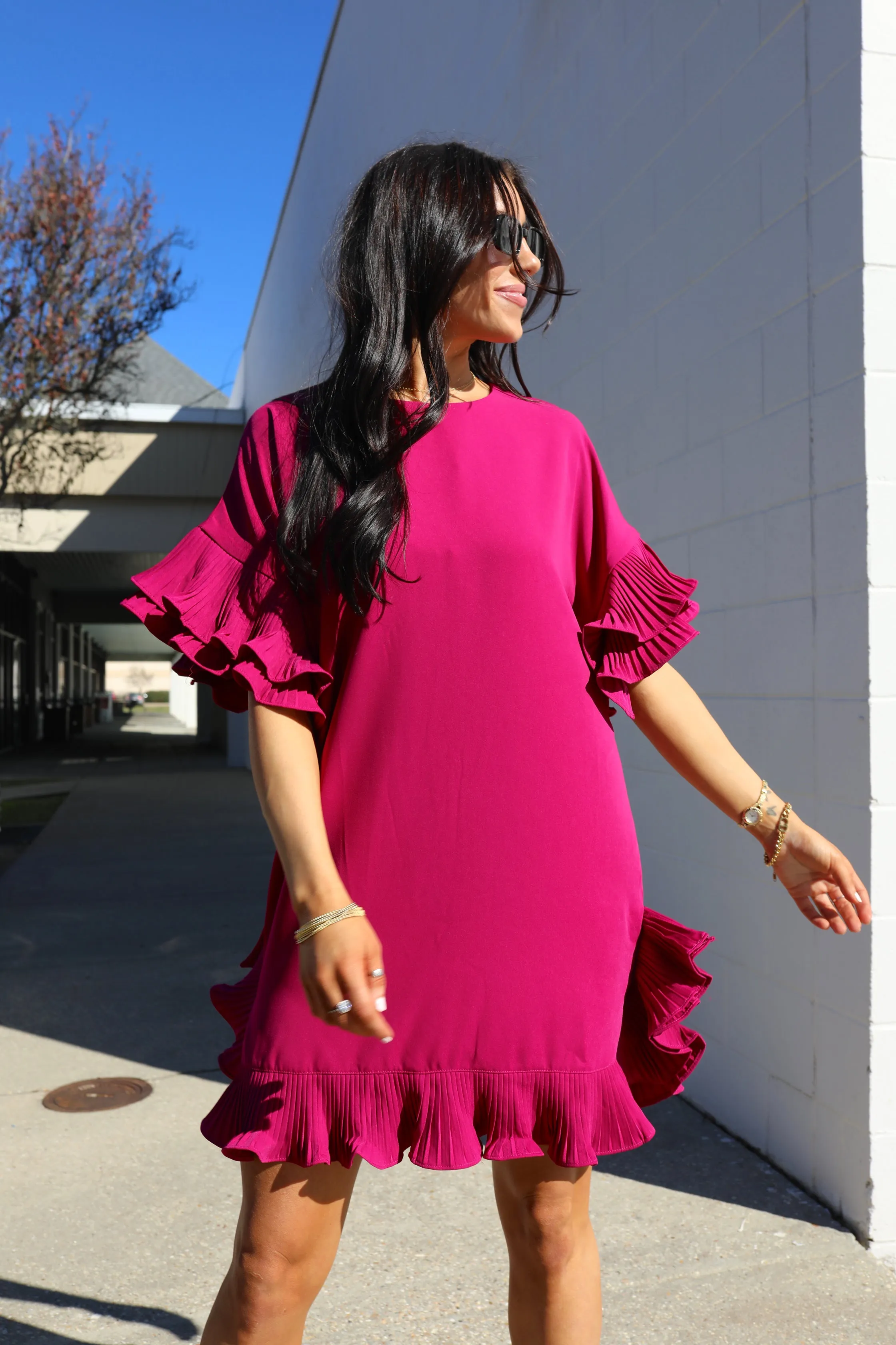 On The Boulevard Ruffle Dress