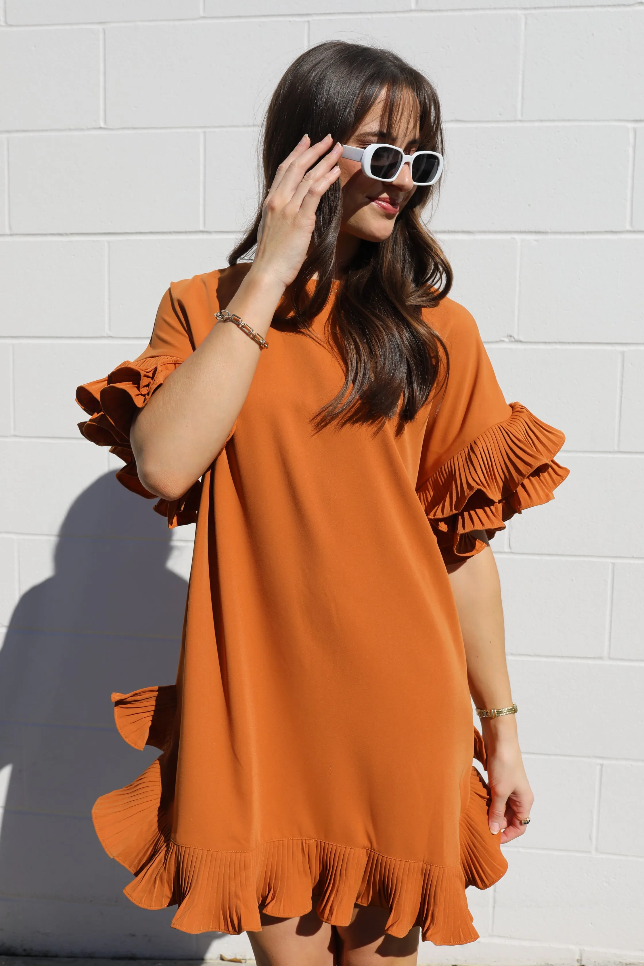 On The Boulevard Ruffle Dress