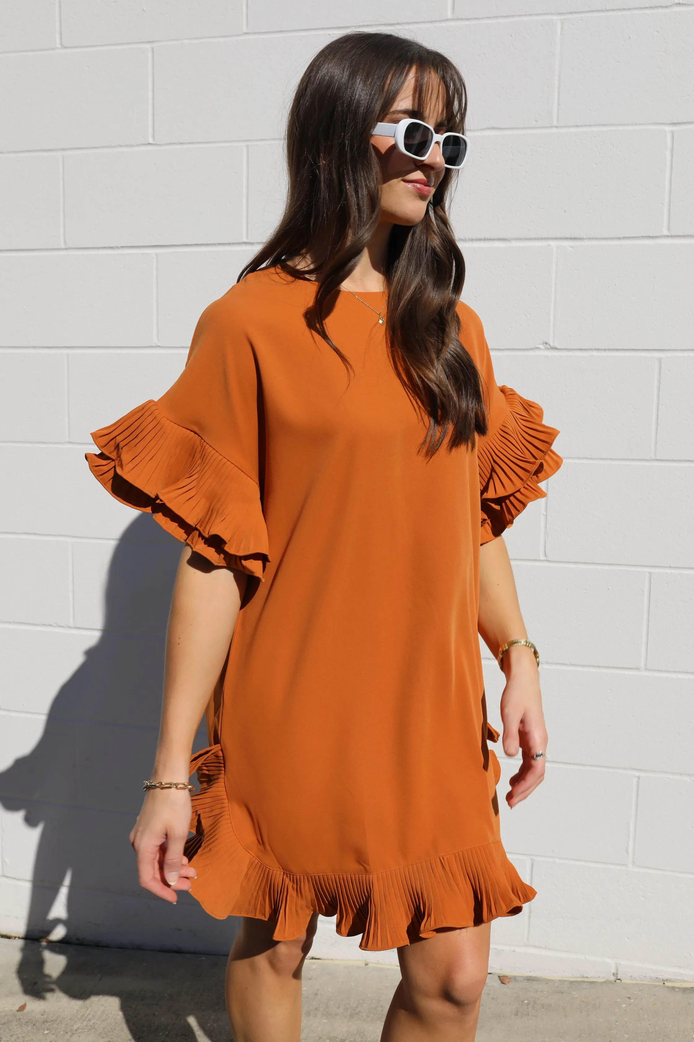 On The Boulevard Ruffle Dress