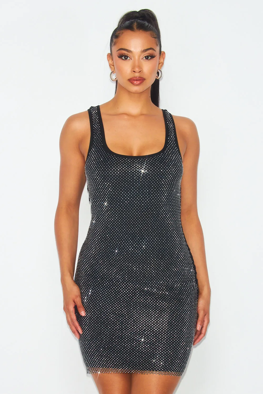 Onyx Mesh Bodycon Sparkle Dress