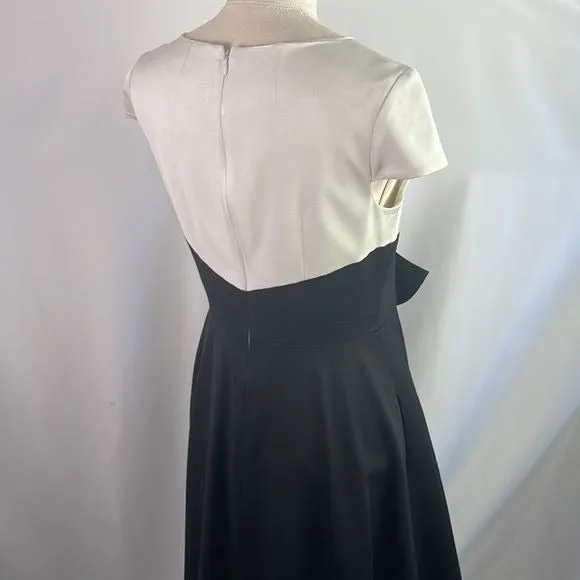 PaulaKaBlack Ivory Bow Front Cap Sleeve