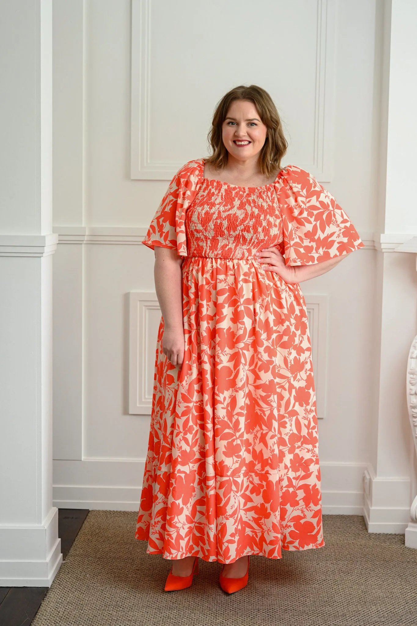 Priscilla Maxi Dress - Orange Floral