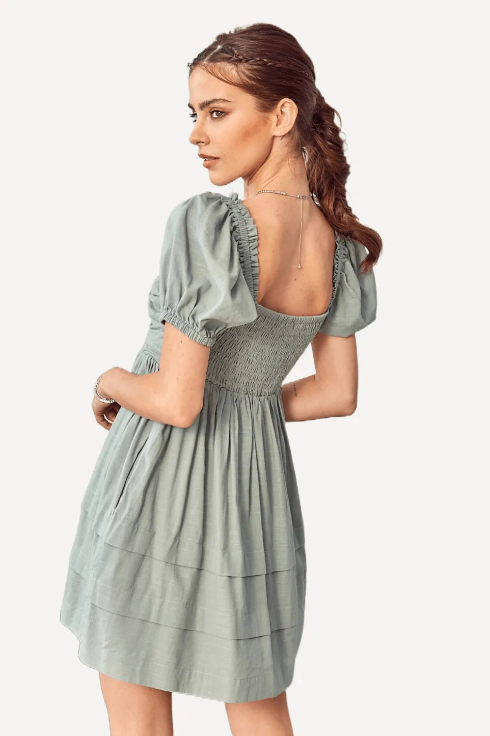 Puff Sleeve Ruched Dress