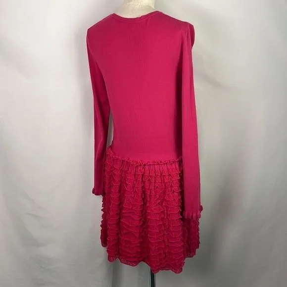 Red ValentinoPink Knit With Ruffle Bottom Dress