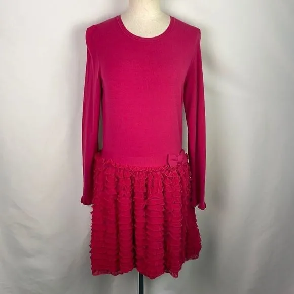 Red ValentinoPink Knit With Ruffle Bottom Dress