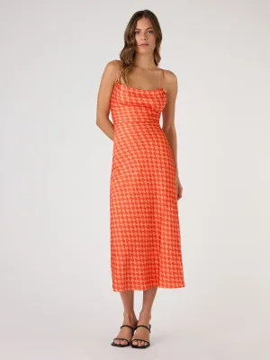 Riviera Midi Dress in Wavy Orange Print