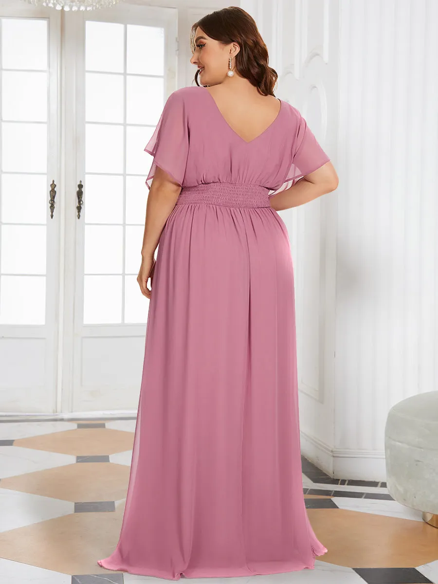 Robe de demoiselle d'honneur longue en mousseline de soie sexy pour femmes