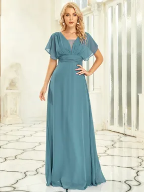 Robe de demoiselle d'honneur longue en mousseline de soie sexy pour femmes