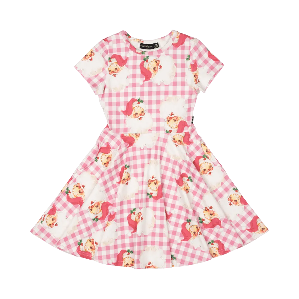 Rock Your Baby Santa Gingham Waisted Dress