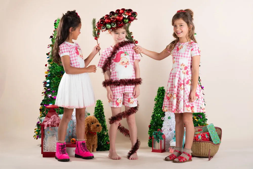 Rock Your Baby Santa Gingham Waisted Dress