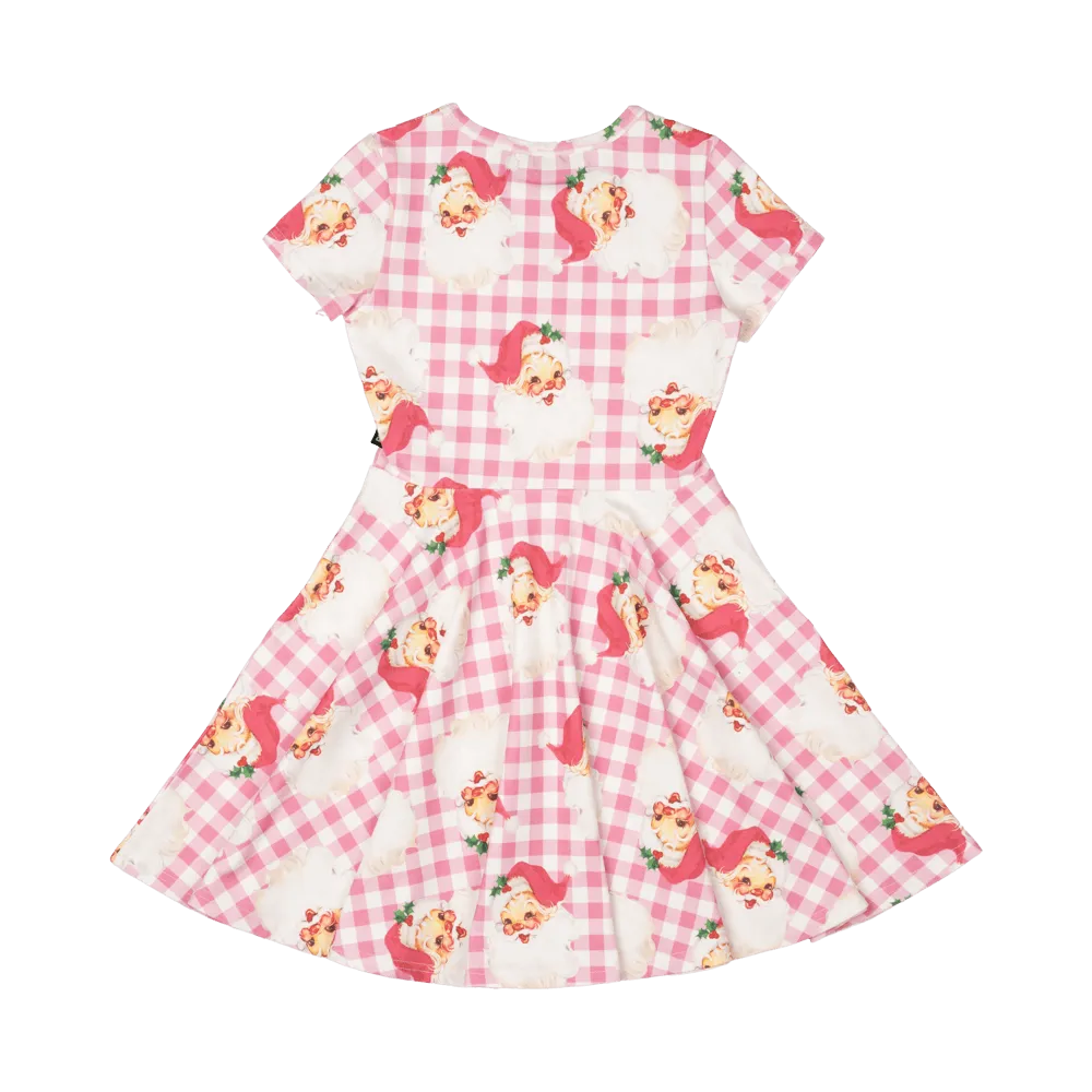 Rock Your Baby Santa Gingham Waisted Dress