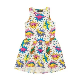 Dino-Mite Sleeveless Drop-Waist Dress for Kids - Fun and Stylish Dinosaur Print Dress