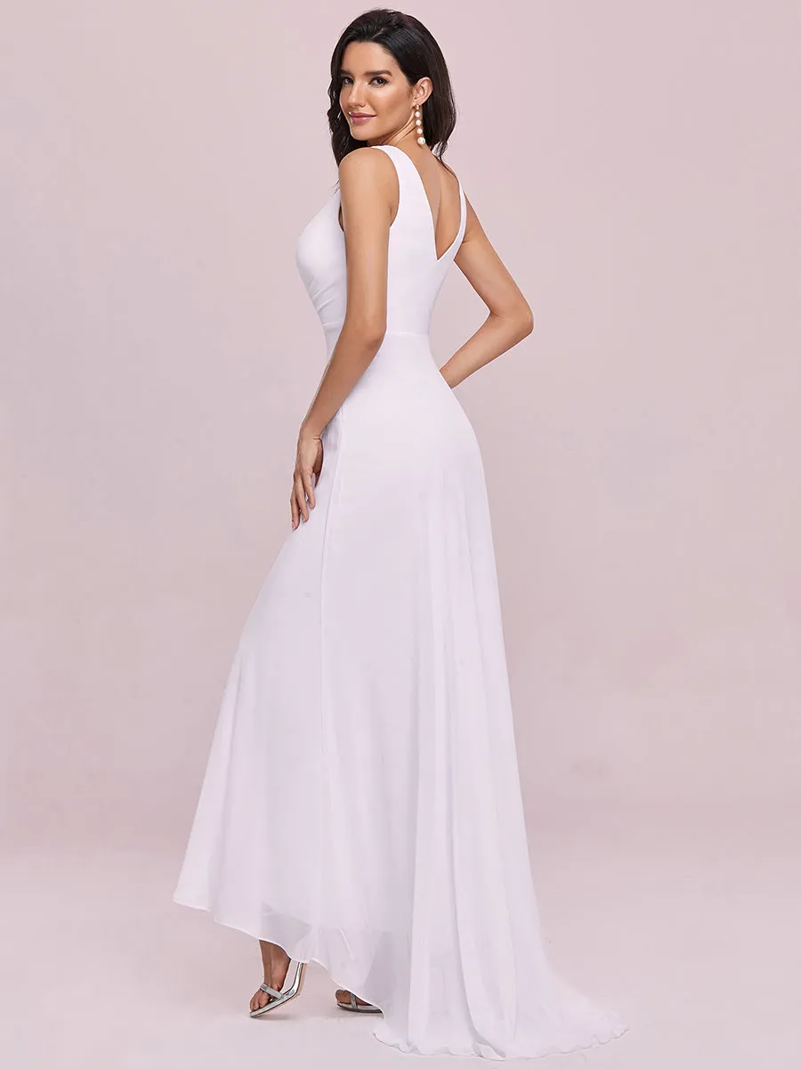 Sequin V Neck Sleeveless Wedding Dress