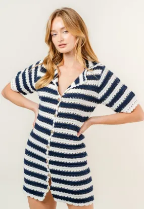 Stripe Crochet Mini Dress