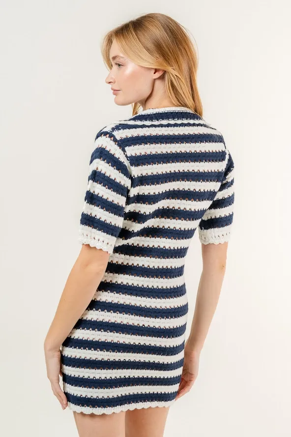 Stripe Crochet Mini Dress