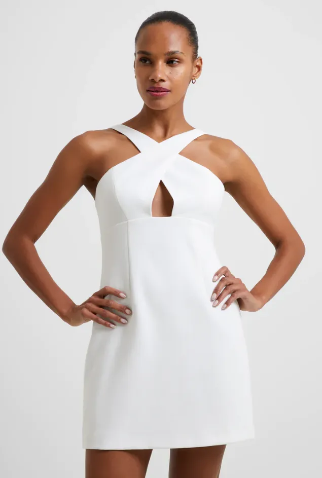 Summer White Whisper Ruth Crossover Neck Dress