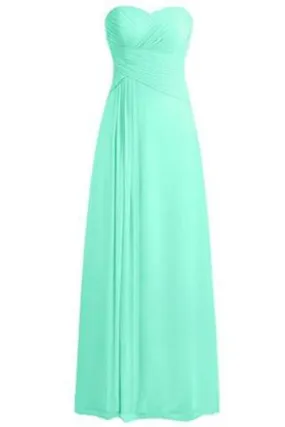 Sweetheart Bridesmaid Dresses Chiffon Long Prom Evening Gown Pleat