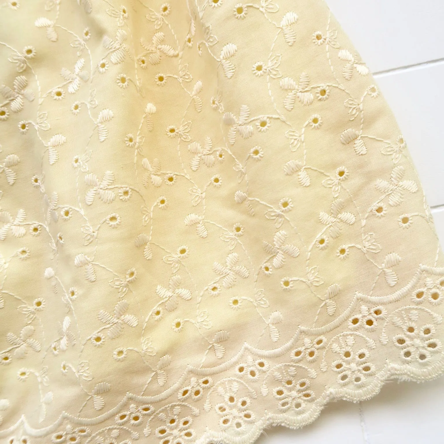 Tea Rose Dress in Yellow Eyelet