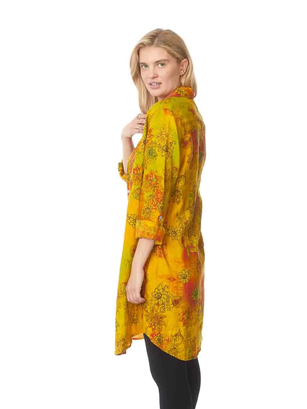 Tianello Print "MANGO"  Linen "Savoir" Shirt Dress