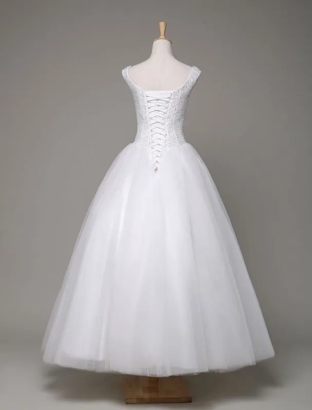 Tulle Wedding Dress Sweatheart Beading Ball Gown Floor Length Bridal Dress