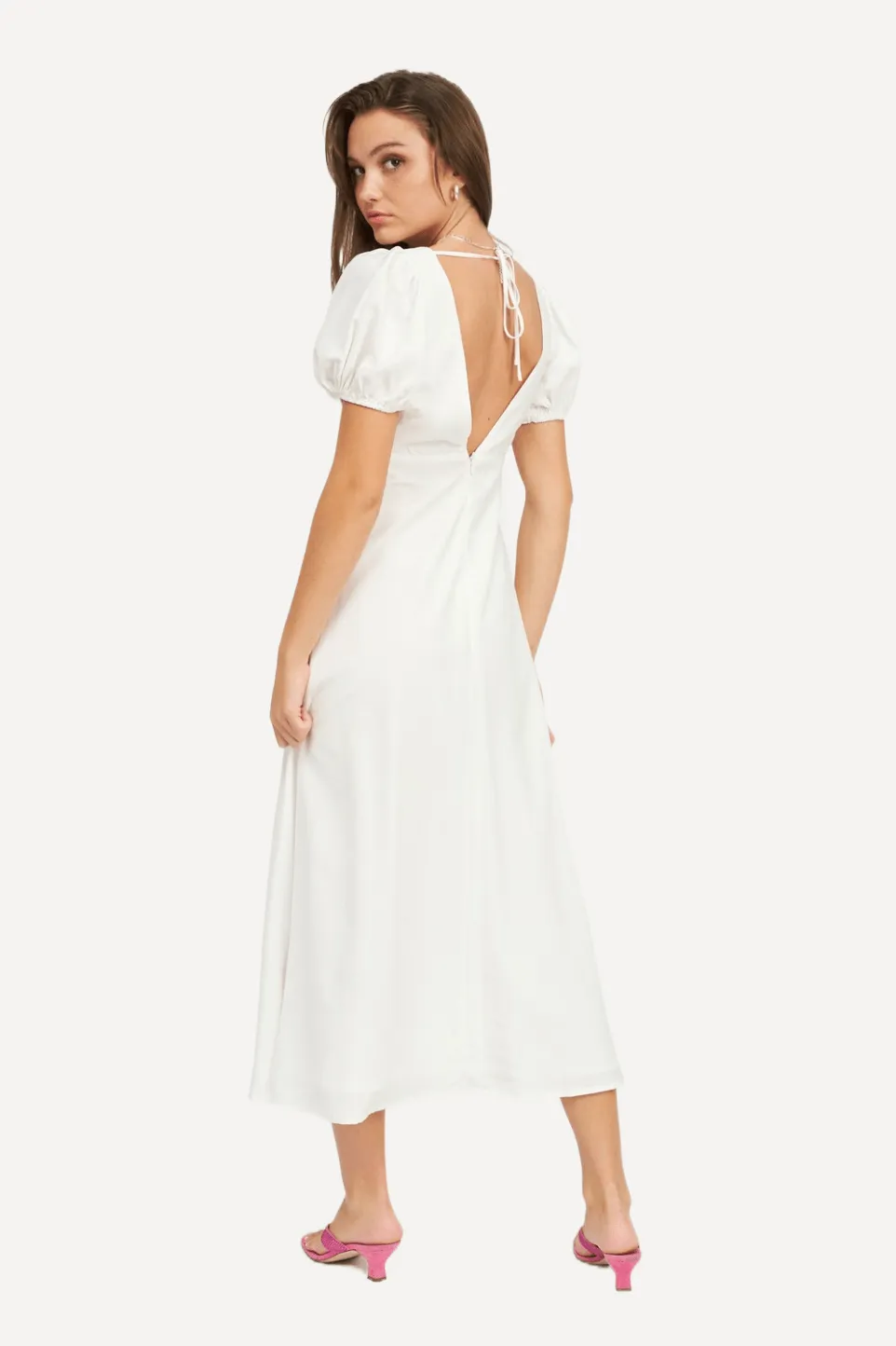 White Puff Sleeve Maxi Dress