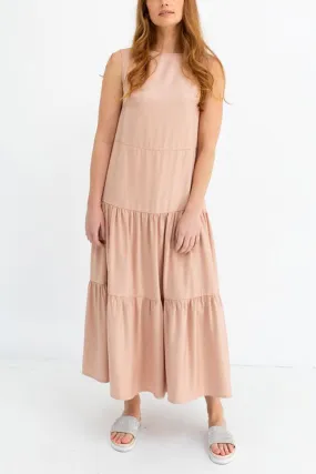 Willow Outlaw Salmon SL Shirred Maxi Dress